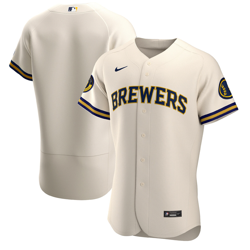 2020 MLB Men Milwaukee Brewers Nike Cream Home 2020 Authentic Team Jersey 1->milwaukee brewers->MLB Jersey